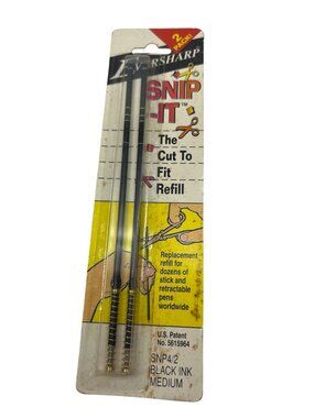 Eversharp Snip-It Cut-To-Fit Ballpoint Pen Refills Black Ink Medium 2-Pack B76